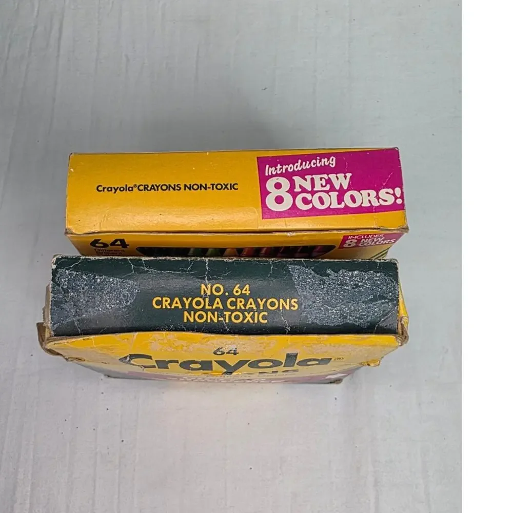 Vintage Crayola 64 Crayons Lot Built In Sharpener 1990 Box Partial Sets